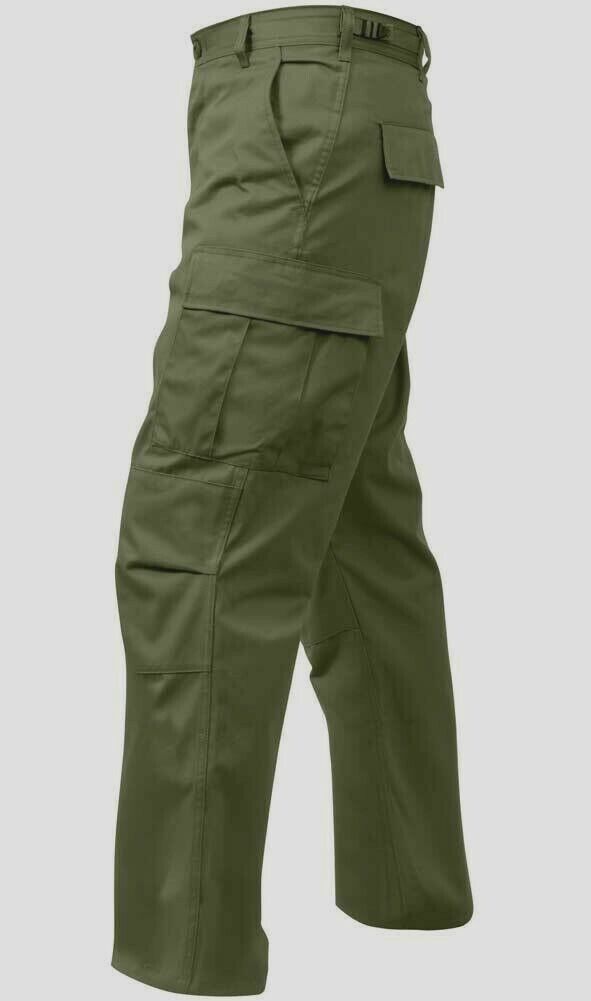 MILITARY STYLE OD GREEN  BDU PANTS 6 POCKET FATIGUE TROUSERS U.S.A MADE