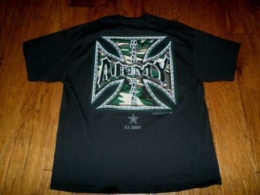 U.S MILITARY ARMY T- SHIRT IRON CROSS MADE IN THE USA BLACK INK DESIGN X-LARGE