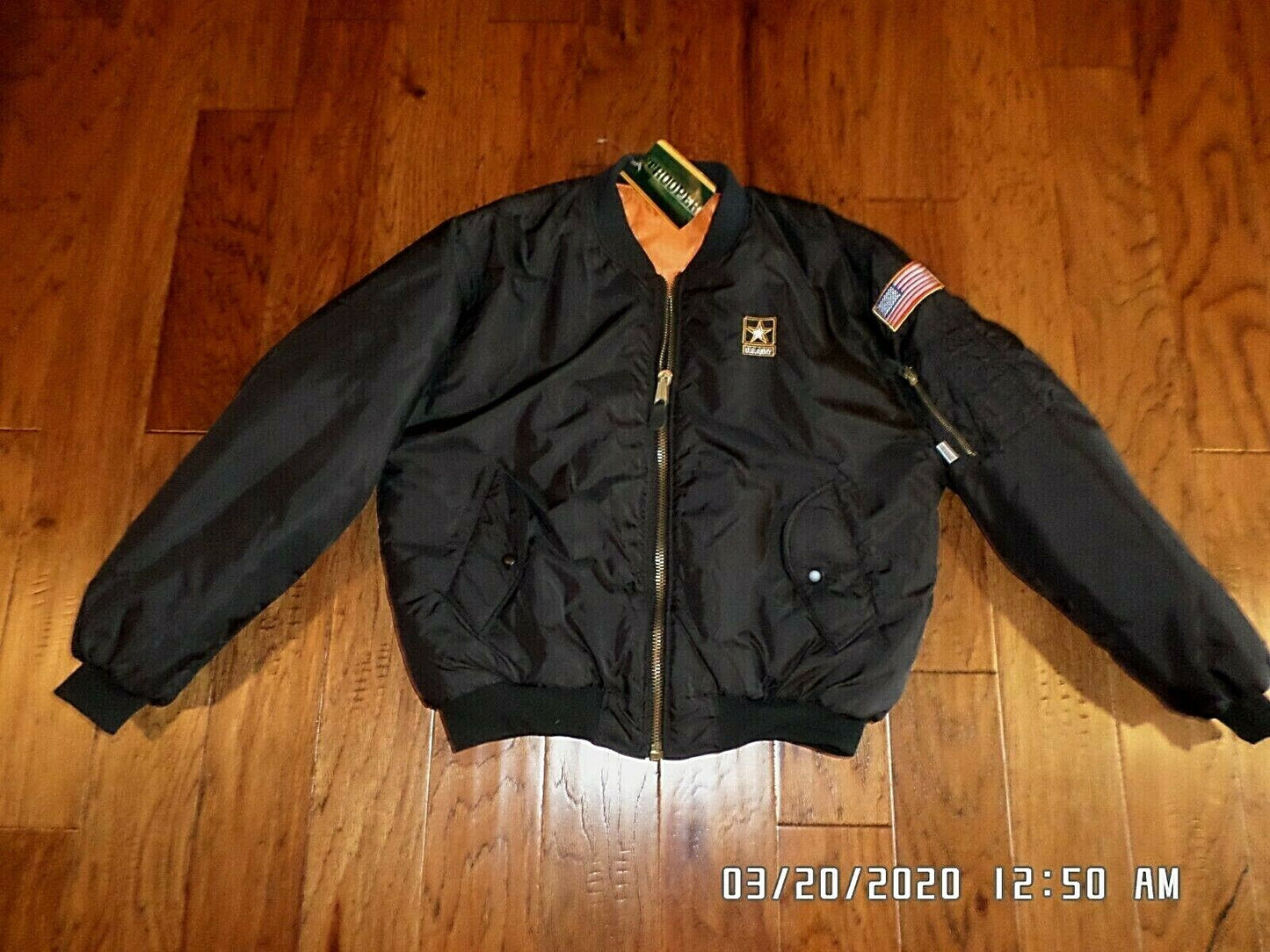 MA-1 U.S ARMY MILITARY STYLE BLACK BOMBERS FLIGHT JACKET REVERSIBLE SIZE XL