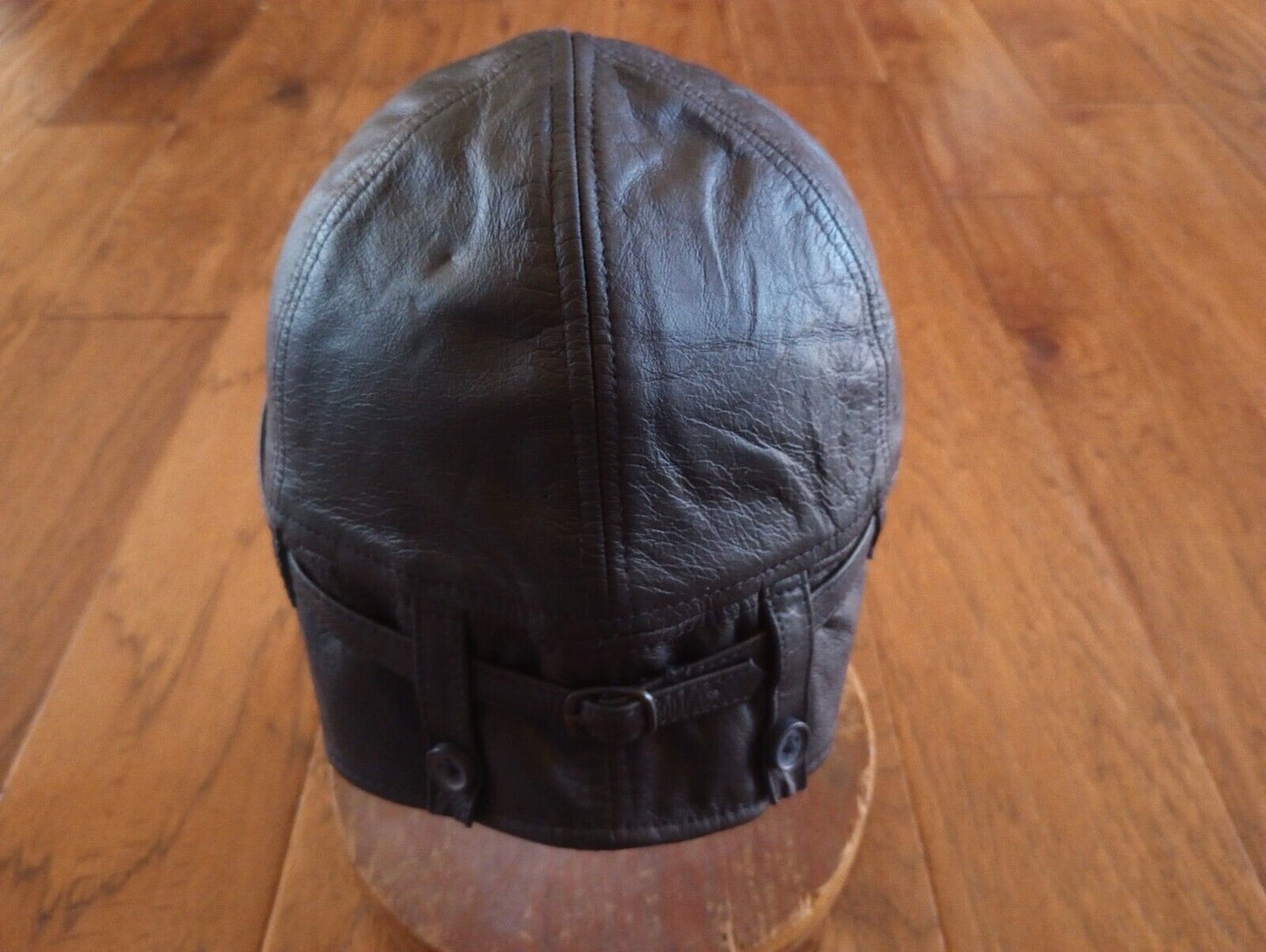 LEATHER AVIATOR HELMET CAP WWII GERMAN BLACK NEW REPRODUCTION X-LARGE