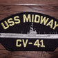 U.S NAVY SHIP HAT PATCH USS MIDWAY CV - 41 NAVY CARRIER USA MADE HEAT TRANSFER