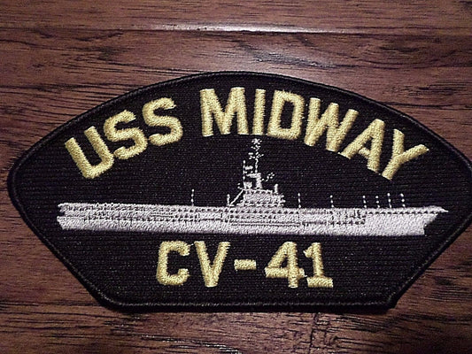 U.S NAVY SHIP HAT PATCH USS MIDWAY CV - 41 NAVY CARRIER USA MADE HEAT TRANSFER