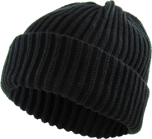 RIBBED BEANIE KNIT WINTER WATCH CAP SKI COLD WEATHER HAT