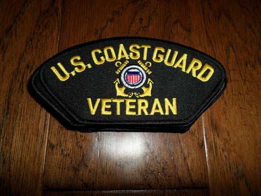 U.S COAST GUARD VETERAN HAT PATCH HEAT TRANSFER 5 1/4" X 2 3/4" INCHES