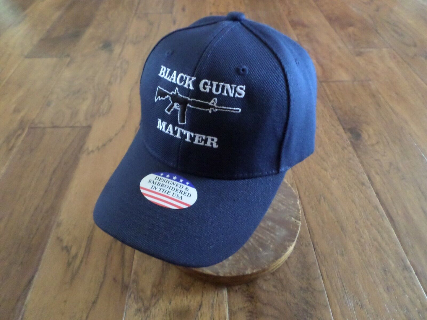 BLACK GUNS MATTER 6 PANEL CAP EMBROIDERED HAT 2nd AMENDMENT NAVY BLUE