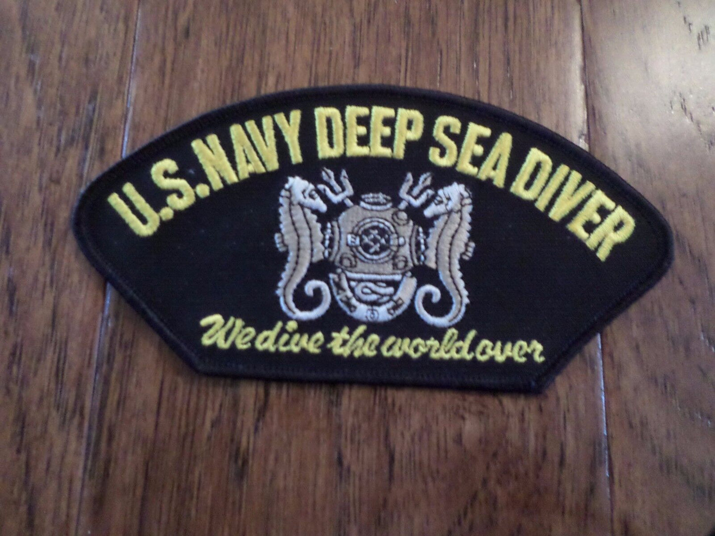 U.S NAVY DEEP SEA DIVER WE DIVE THE WORLD OVER HAT PATCH USA MADE HEAT TRANSFER