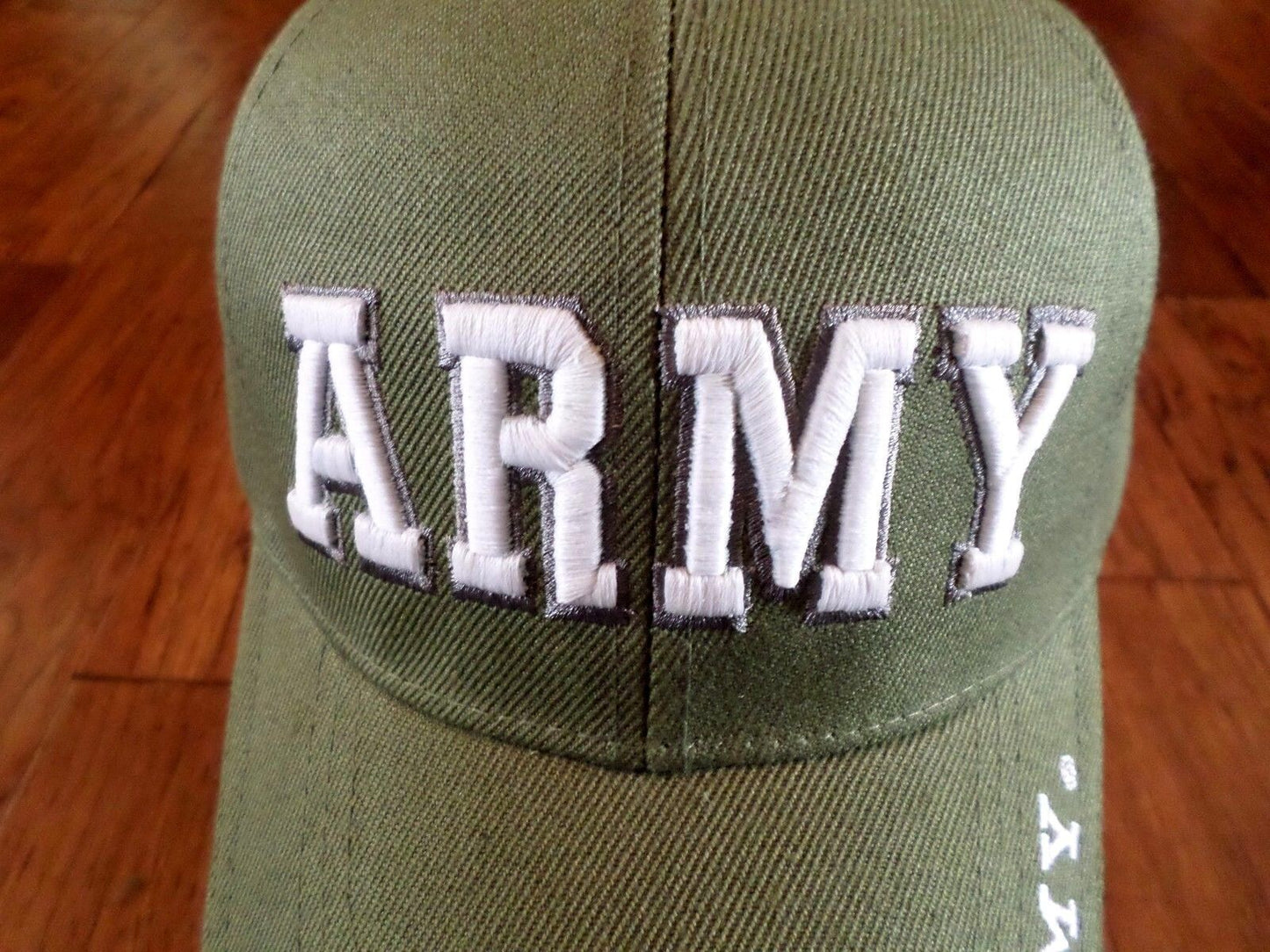 U.S ARMY OLIVE HAT CAP 3D ARMY ON FRONT ARMY EMBROIDERED ON BILL AND BACK