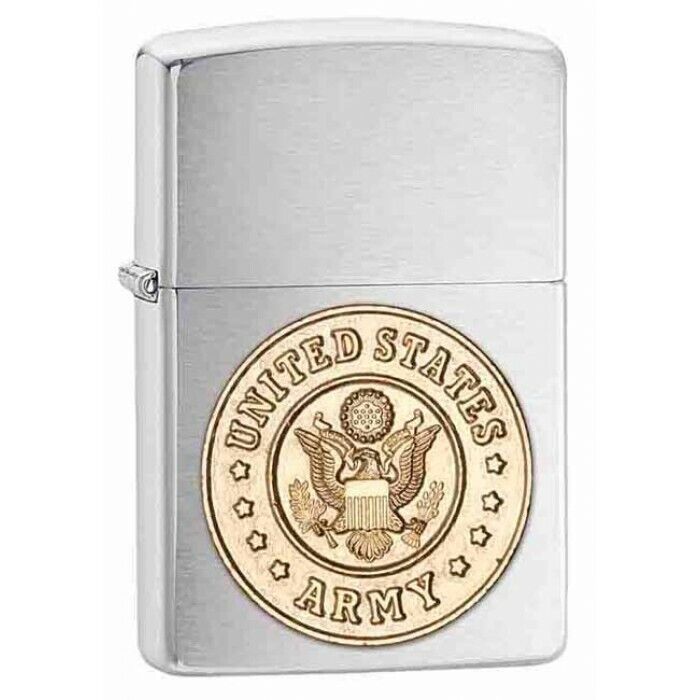 U.S ARMY CREST  ZIPPO LIGHTER BRUSHED CHROME ARMY U.S A MADE