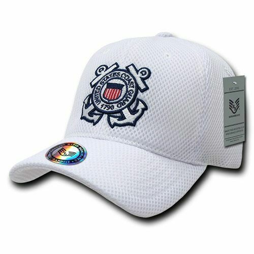 New U.S Coast Guard Hat Air Mesh 3-D Embroidered CG White Baseball Cap