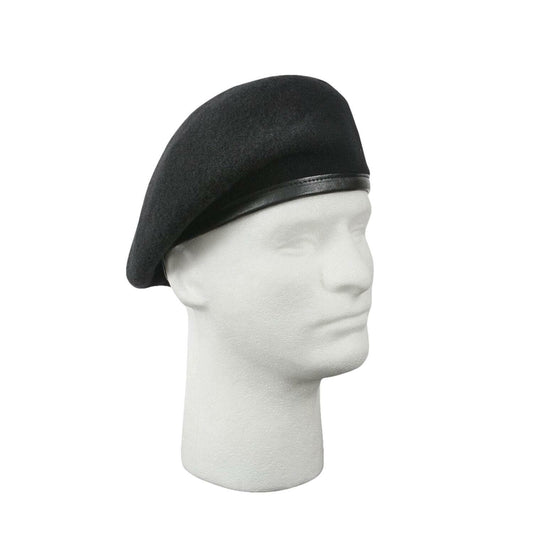 U.S MILITARY ISSUE BLACK WOOL BERET MADE IN THE U.S.A  BY BANCROFT SIZE 7 1/8