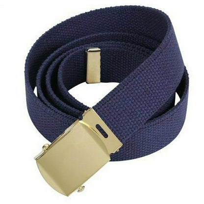 U.S MILITARY NAVY BLUE WEB TROUSER BELT WITH BUCKLE U.S.A MADE 44"- 54"