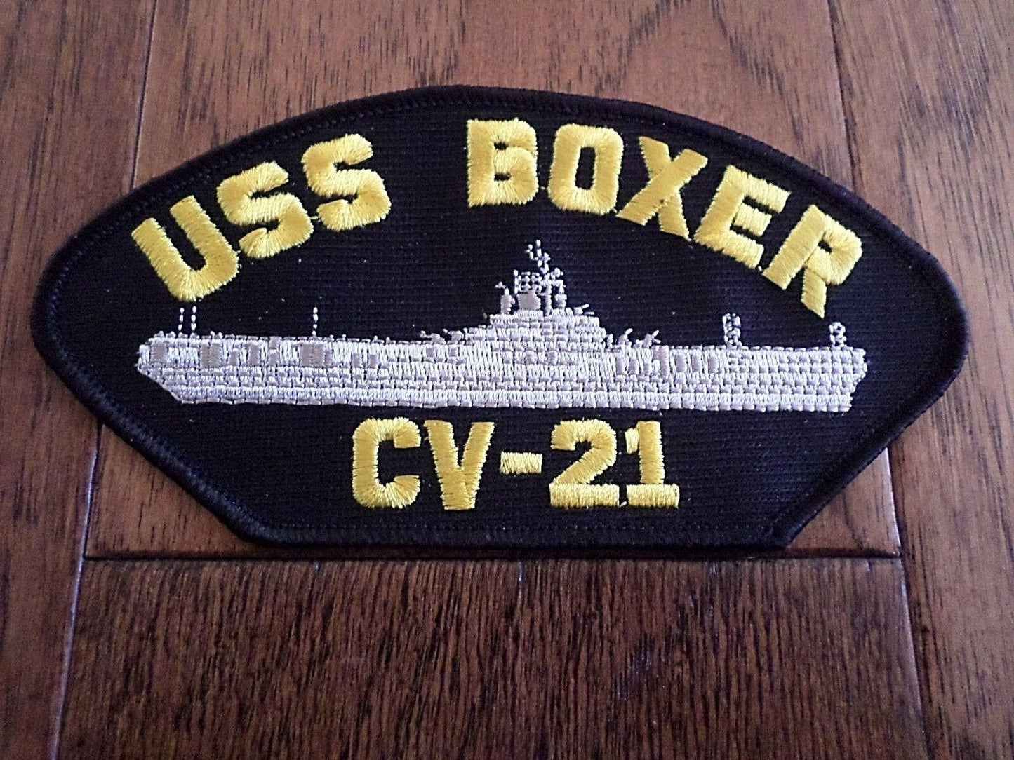 USS BOXER CV-21 U.S NAVY SHIP HAT PATCH CARRIER U.S.A MADE HEAT TRANSFER