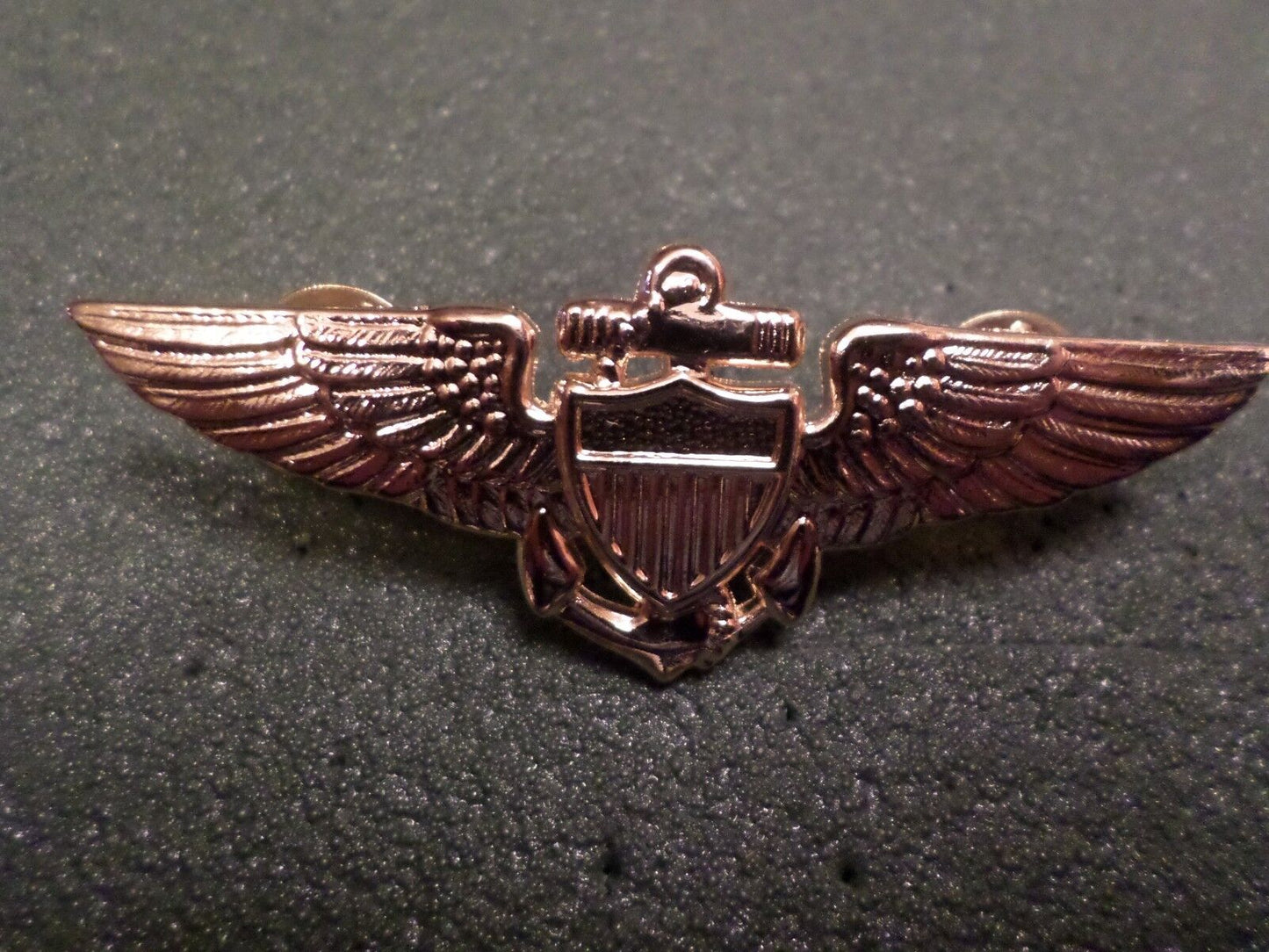 U.S MILITARY NAVY MARINE CORPS GOLD AVIATOR WINGS PIN DOUBLE CLUTCH BACK