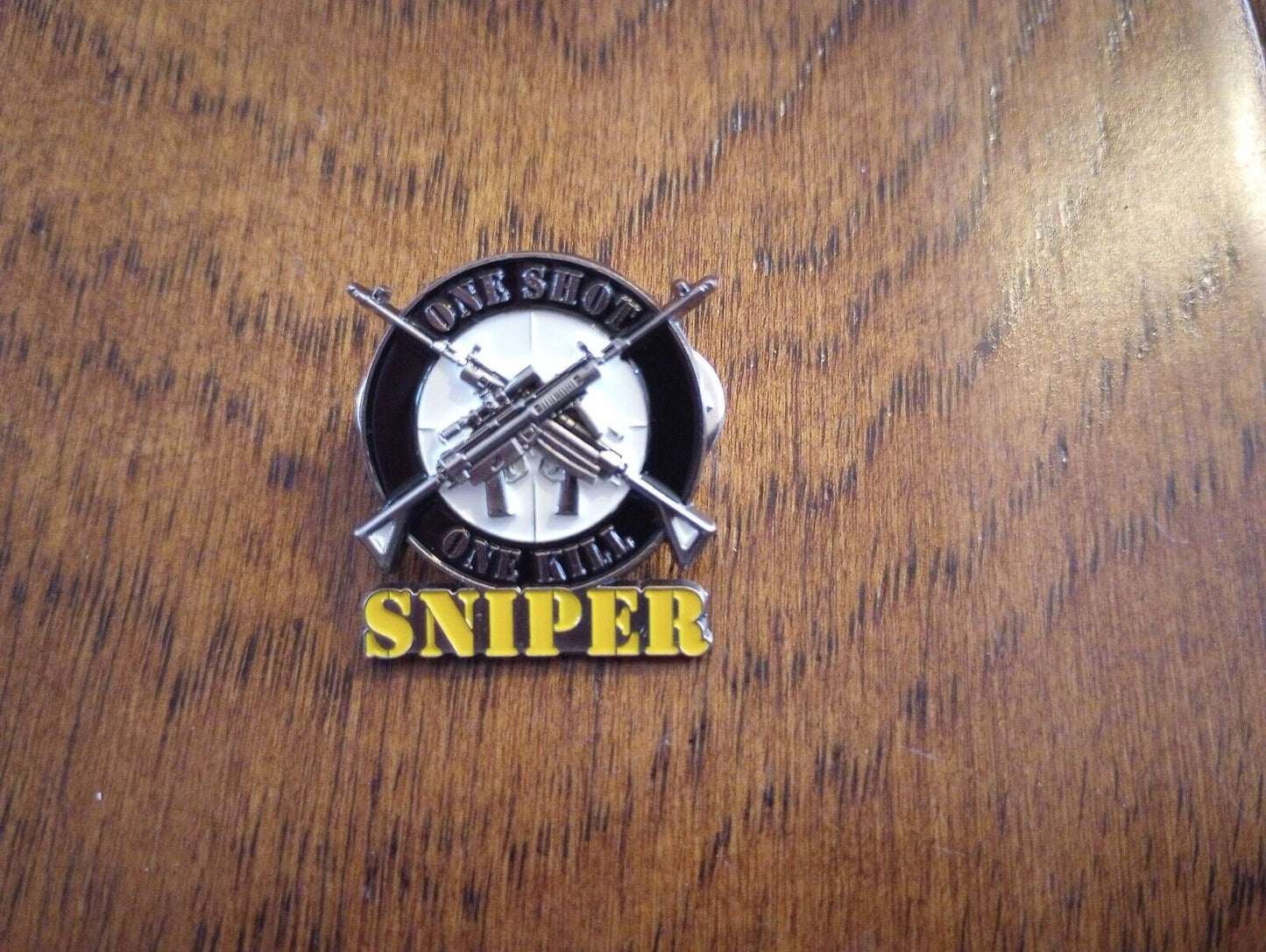 SNIPER ONE SHOT ONE KILL HAT PIN LAPEL PIN DOUBLE POST CLUTCH BACK