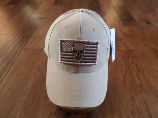 U.S AMERICAN FLAG HAT WITH SKULL EMBROIDERED BALL CAP HOOK & LOOP PATCH