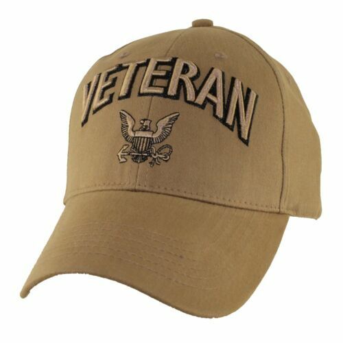 NEW U.S NAVY VETERAN COYOTE BROWN HAT 3D EMBROIDERED RAISED LETTERS BALL CAP