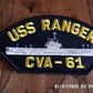 U.S NAVY SHIP HAT PATCH. USS RANGER CVA-61 SHIP PATCH U.S.A MADE NAVY CARRIER