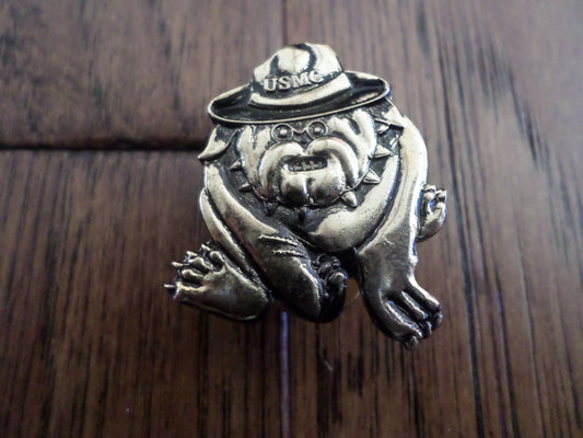 U.S MILITARY MARINE CORPS BULLDOG USMC HAT PIN DOUBLE CLUTCH BACK