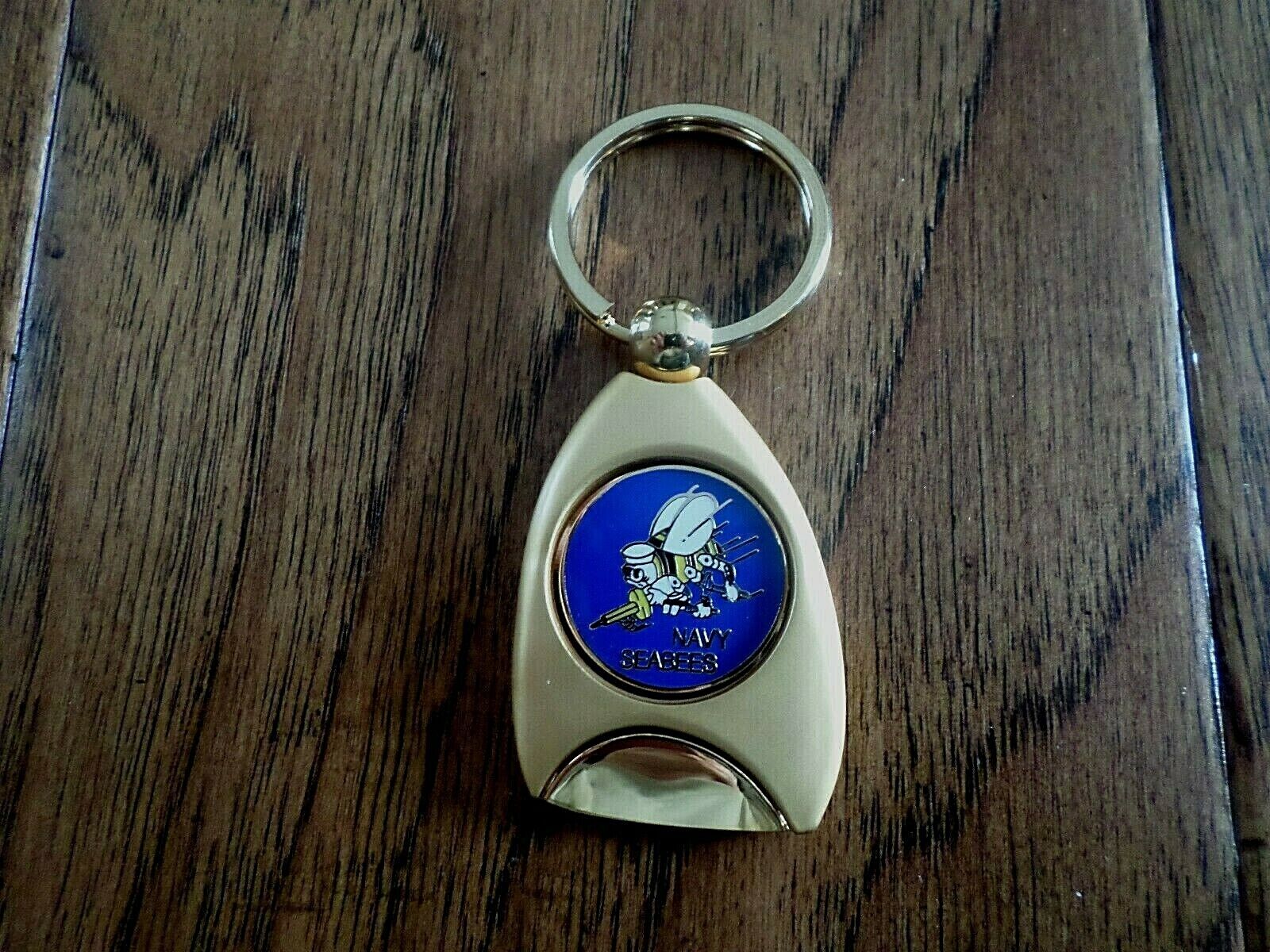 MILITARY NAVY SEABEES SERVICE KEY CHAIN KEY RING NEW HEAVY DUTY METAL ...