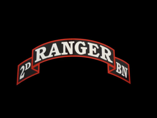 U.S MILITARY ARMY RANGER 2nd BATALLION ROCKER WINDOW DECAL STICKER 4.00" X 1.25"