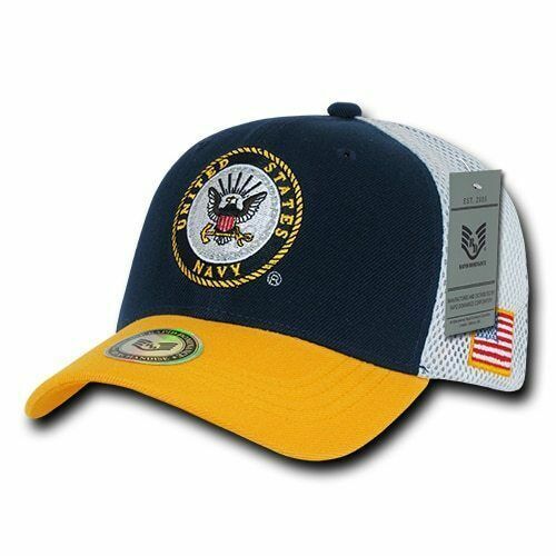 New U.S Military Navy Hat Deluxe Mesh 3-D Embroidered U.S Navy Baseball Cap