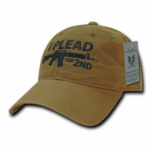 I Plead The 2nd Amendment Hat Embroidered  Polo Baseball Cap Relaxed Fit coyote