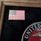 U.S MILITARY MARINE CORPS MEDALLION WITH PINS PRESENTATION SHADOW BOX OAK FRAME