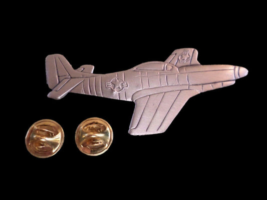 U.S MILITARY P-51 MUSTANG HAT PIN BADGE AIR FORCE DOUBLE CLUTCH BACK METAL