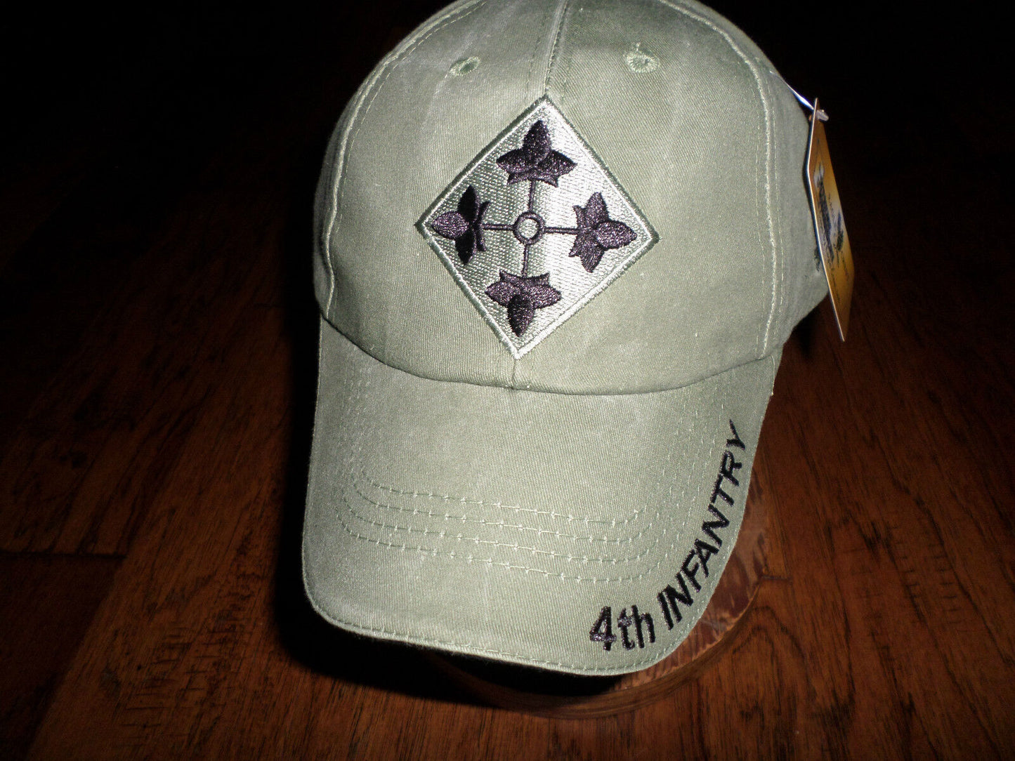 U.S ARMY 4TH INFANTRY DIVISION HAT MILITARY BASEBALL CAP OD GREEN STONE WASHED