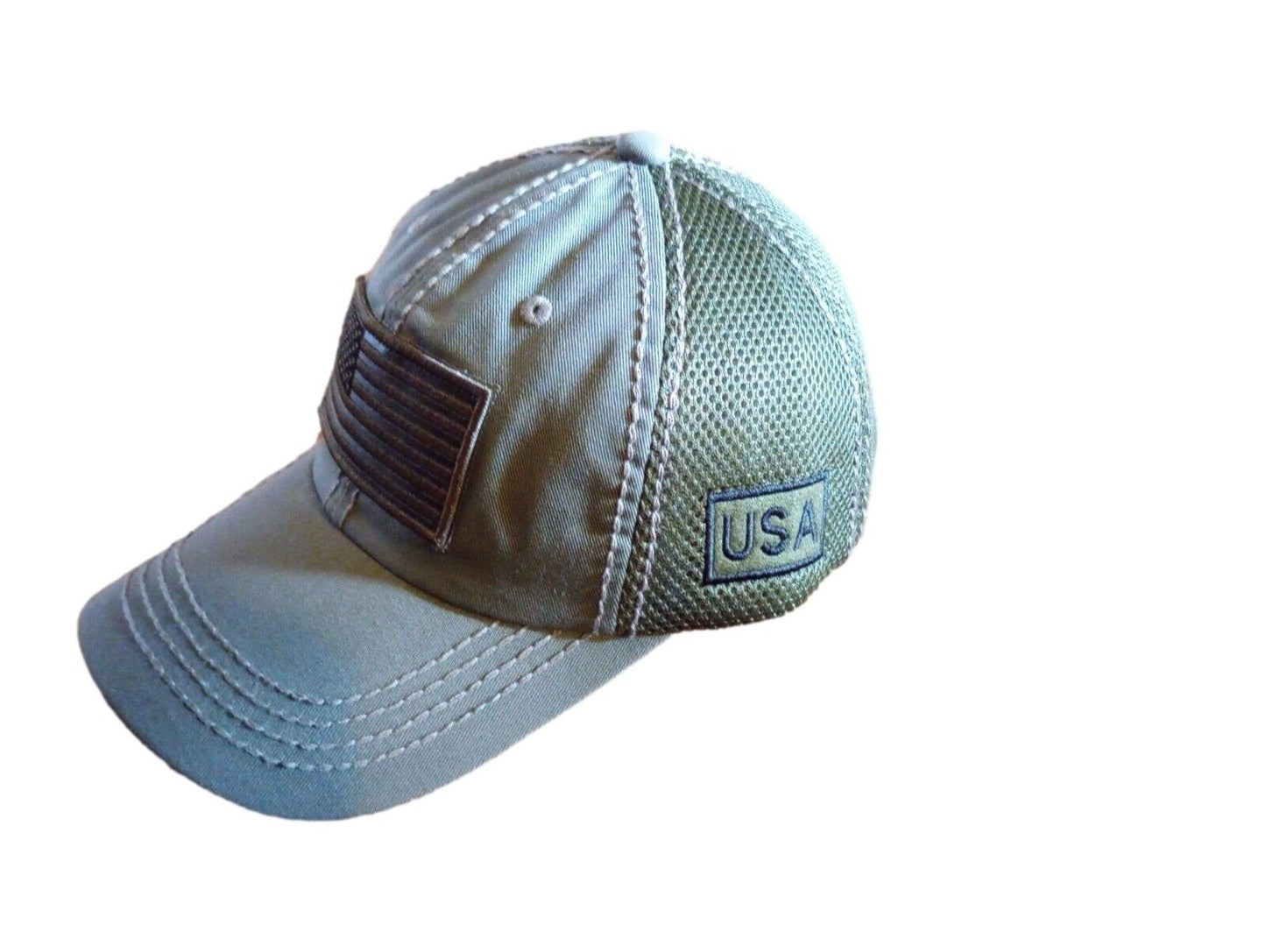 U.S American Flag Hat Cap Cotton Mesh Back OD Green Baseball Cap