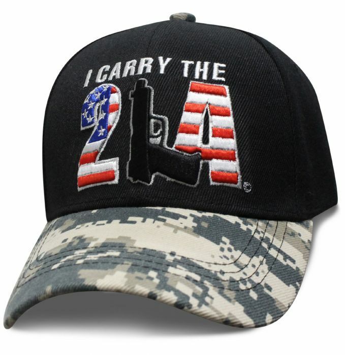 I CARRY THE 2nd AMENDMENT 6 PANEL CAP EMBROIDERED HAT DIGITAL CAMOUFLAGE BILL