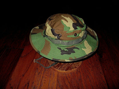 U.S Military Woodland Camouflage Boonie Hat Type II Sun Hot Weather U.S.A Made