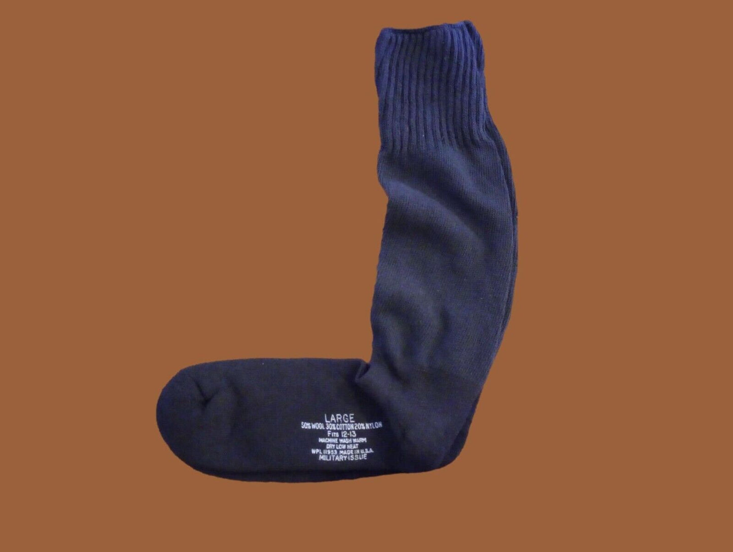 NEW MILITARY ISSUE CUSHION SOLE WOOL BLEND SOCKS U.S.A MADE BLACK LARGE