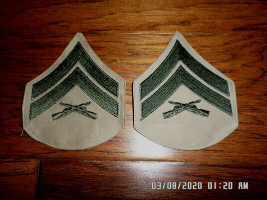 MARINE CORPS CORPORAL SHOULDER PATCHES SERVICE KHAKI UNIFORM CHEVRON