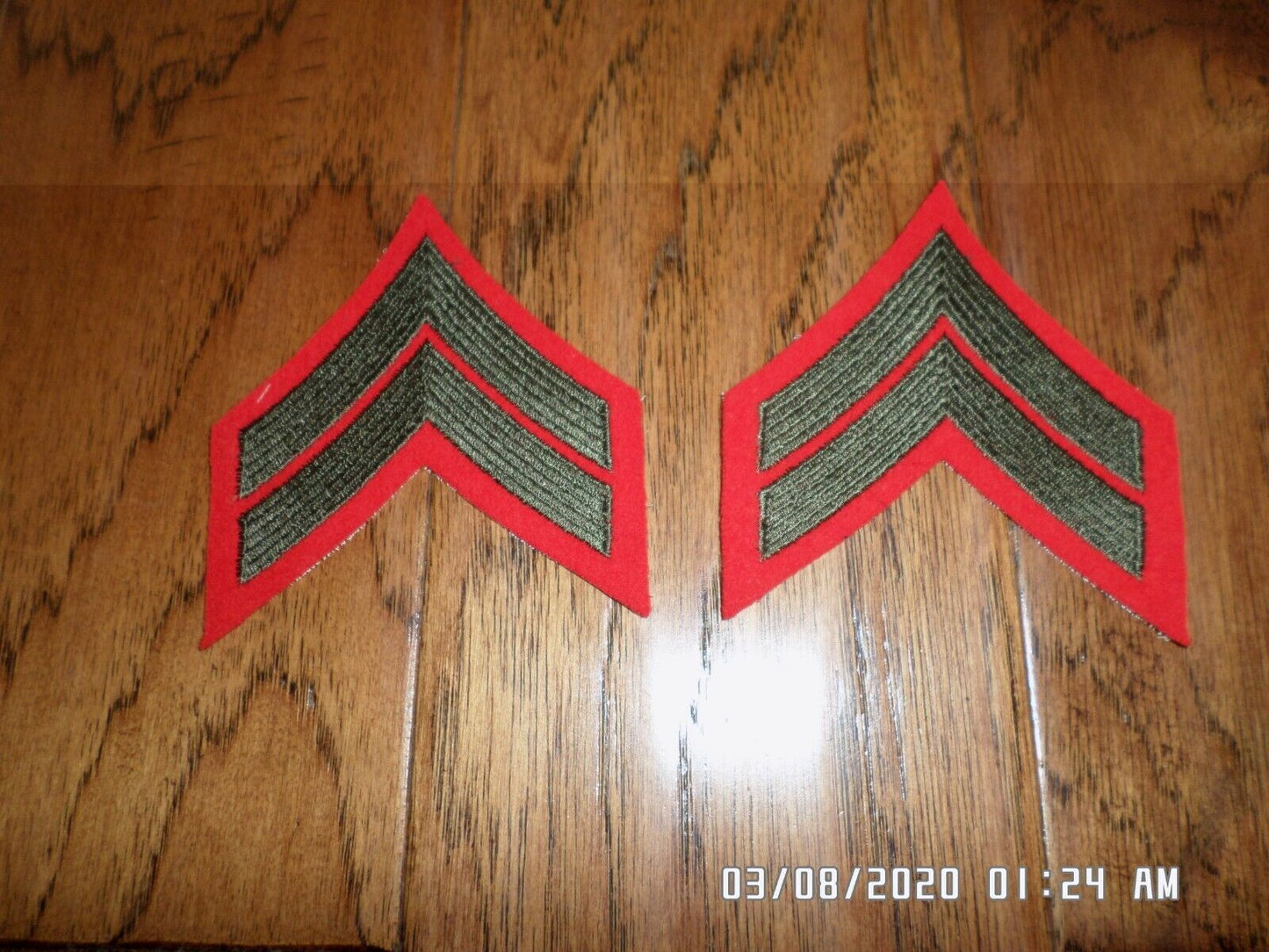 MARINE CORPS CORPORAL SHOULDER PATCHES ALPHA SERVICE DRESS UNIFORM CHEVRON