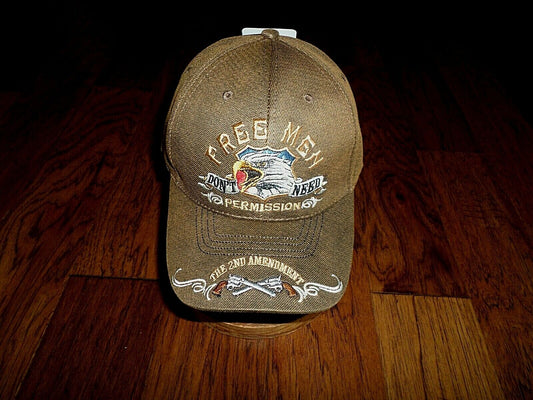 FREE MEN 2nd AMENDMENT PREMIUM OILSKIN 6 PANEL CAP EMBROIDERED HAT