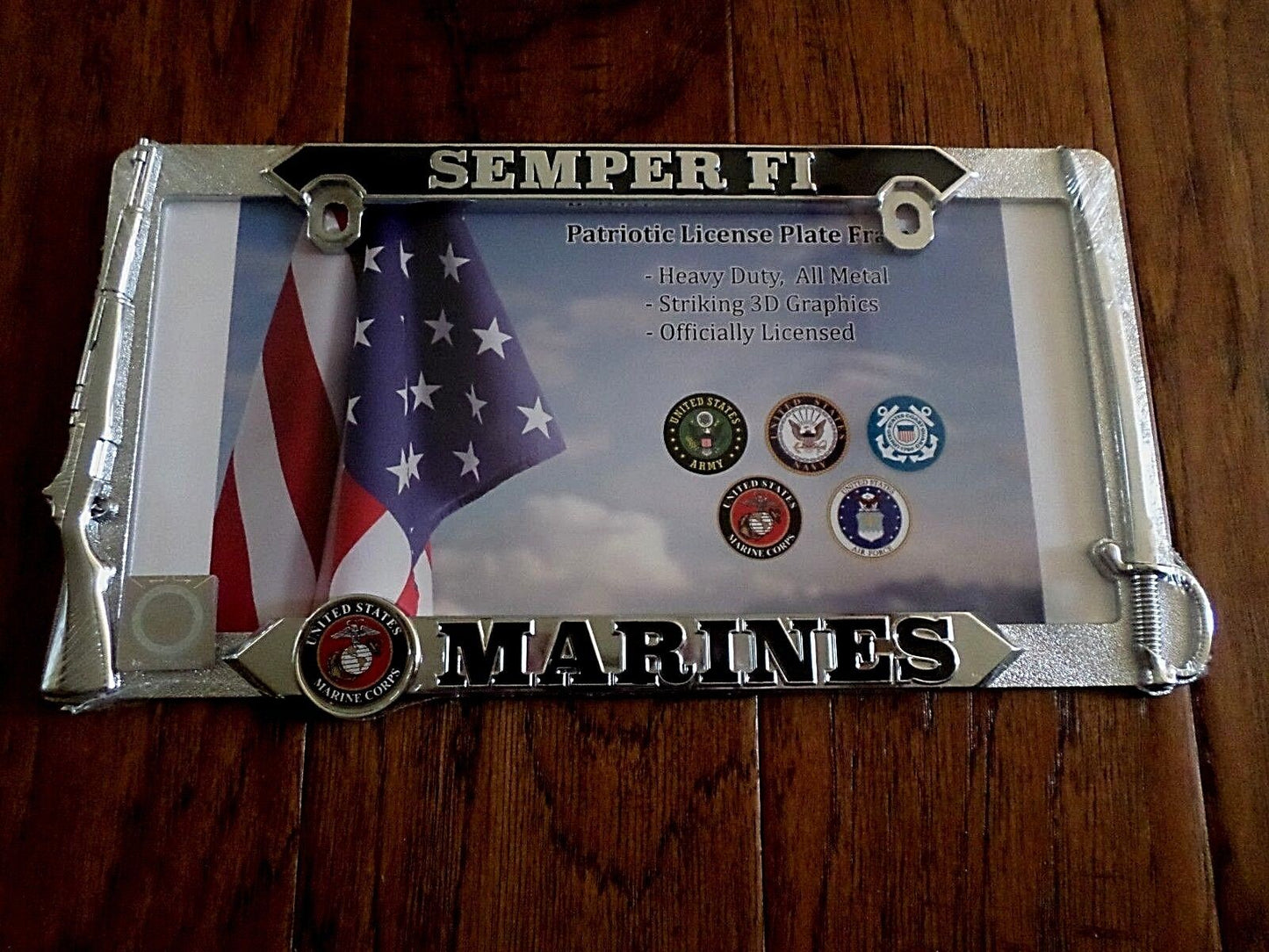 U.S MARINE CORPS SEMPER FI USMC HEAVY DUTY 3D METAL LICENSE PLATE FRAME