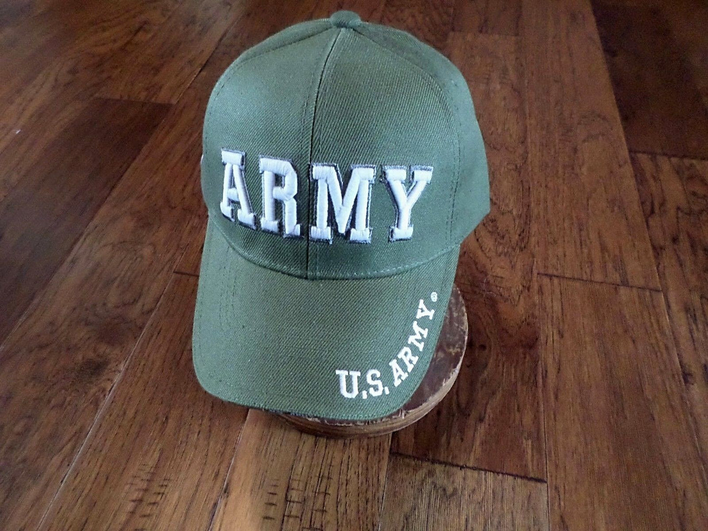 U.S ARMY OLIVE HAT CAP 3D ARMY ON FRONT ARMY EMBROIDERED ON BILL AND BACK