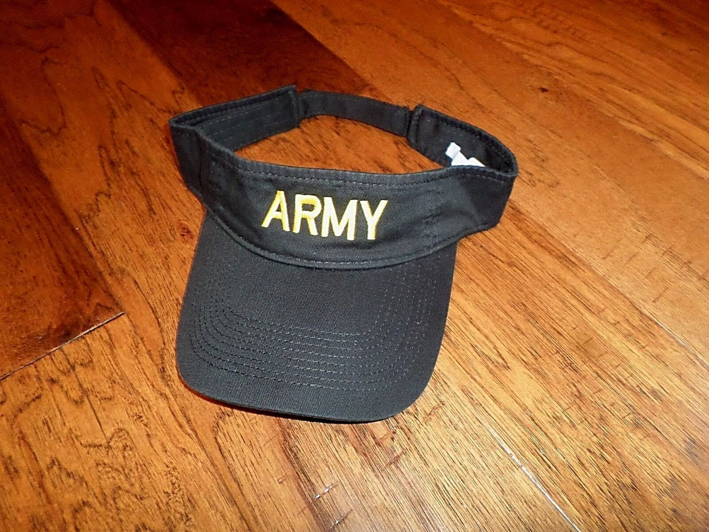 U.S  ARMY SUN VISOR CAP BLACK HAT WITH EMBROIDERED YELLOW ARMY