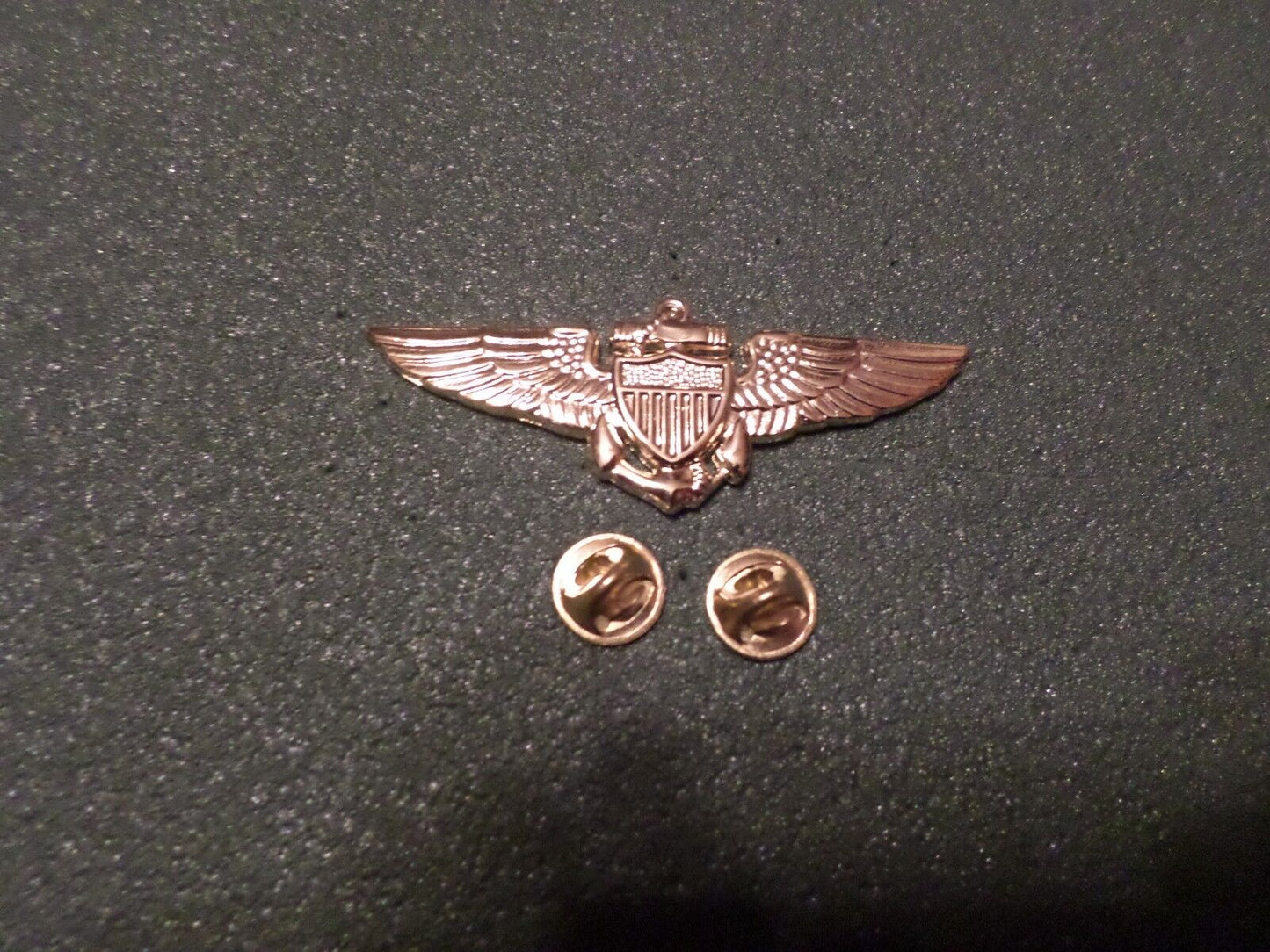 U.S MILITARY NAVY MARINE CORPS GOLD AVIATOR WINGS PIN DOUBLE CLUTCH BACK