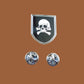SKULL AND BONES HAT PIN LAPEL DOUBLE POST PIN NEW IN BAGS