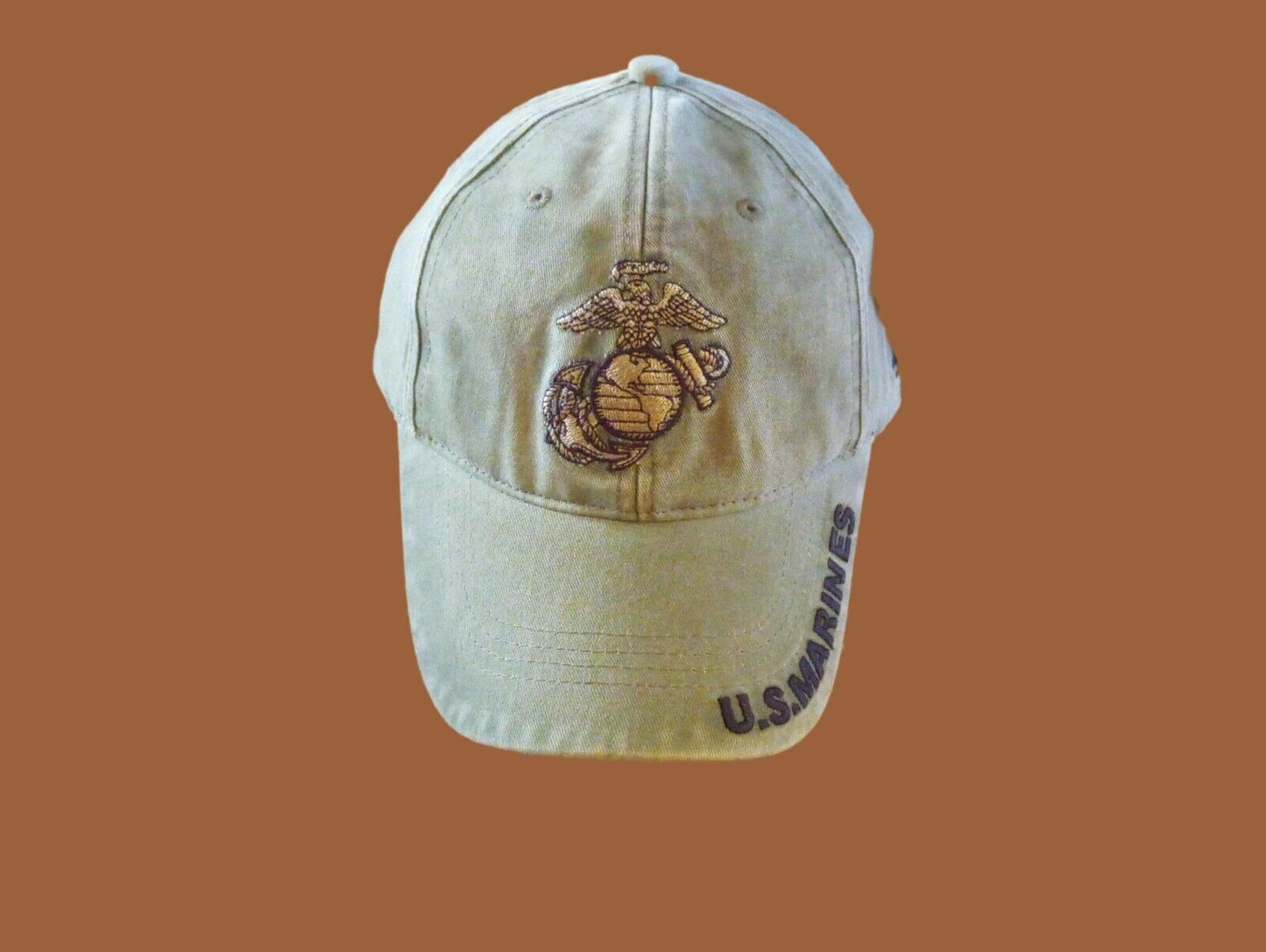 U.S MILITARY MARINE CORPS EGA HAT CAP OD GREEN STONE WASHED