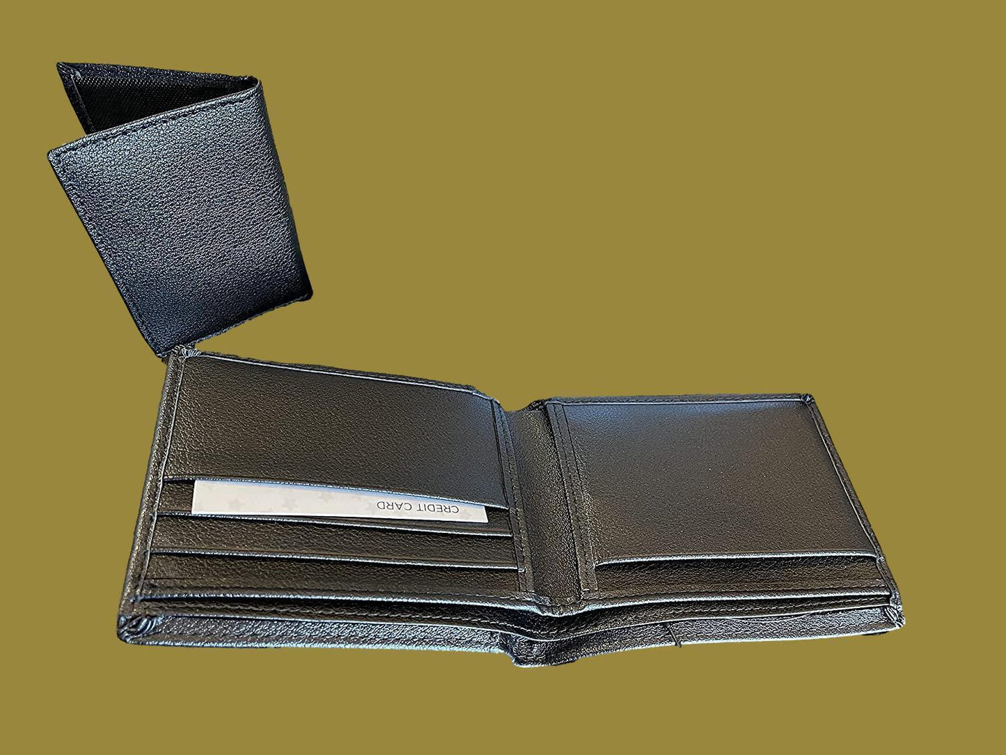 NEW U.S MARINE CORPS LEATHER BI-FOLD WALLET GENUINE BLACK COWHIDE EMBOSSED