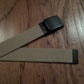 US MILITARY GRADE KHAKI WEB BELT WITH BLACK BUCKLE 54 INCHES USA MADE HEAVY WEB