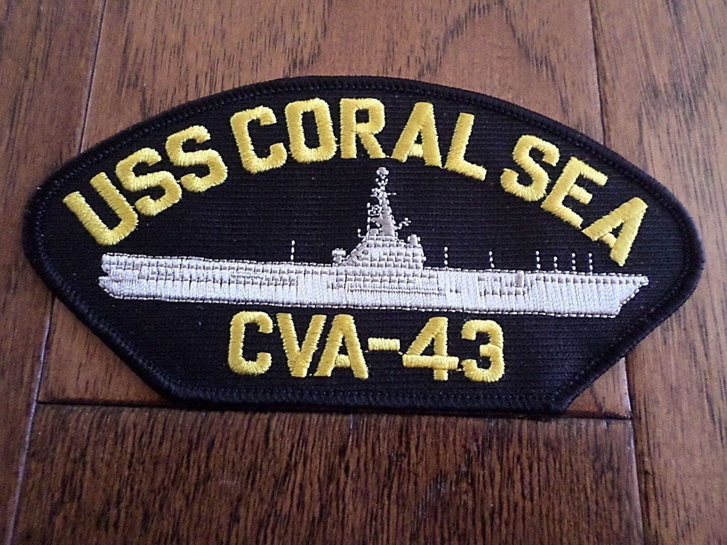 U.S NAVY SHIP HAT PATCH. USS CORAL SEA CVA - 43  NAVY CARRIER HAT PATCH