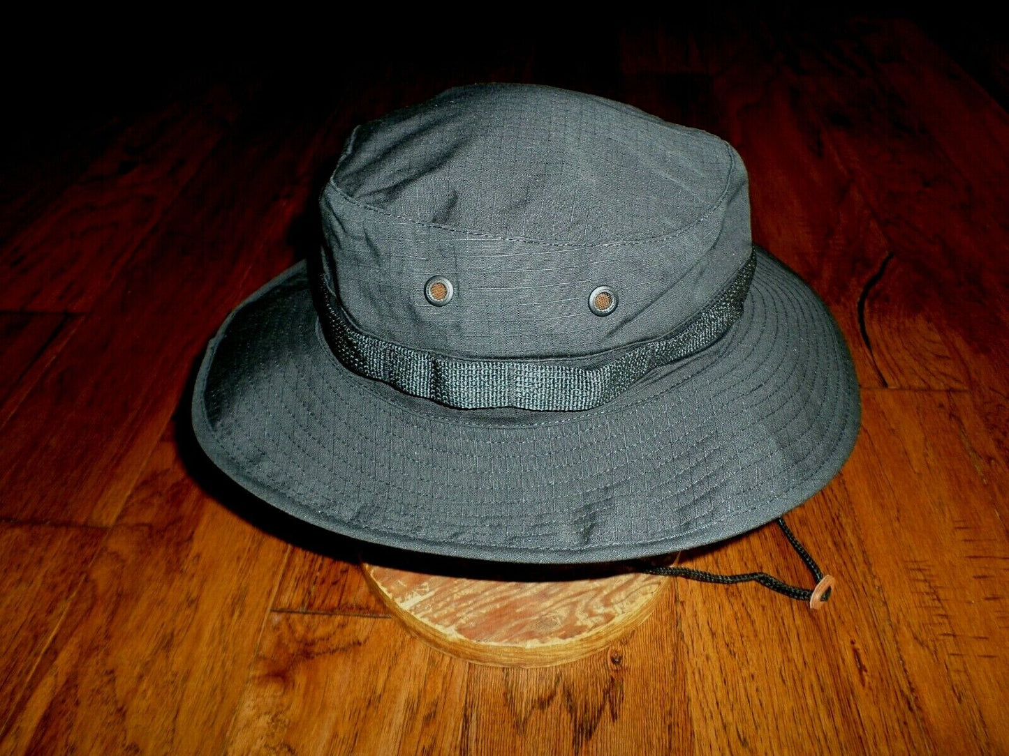 BLACK TACTICAL WIDE BRIM BOONIE HAT 100% RIPSTOP TYPE II HOT WEATHER