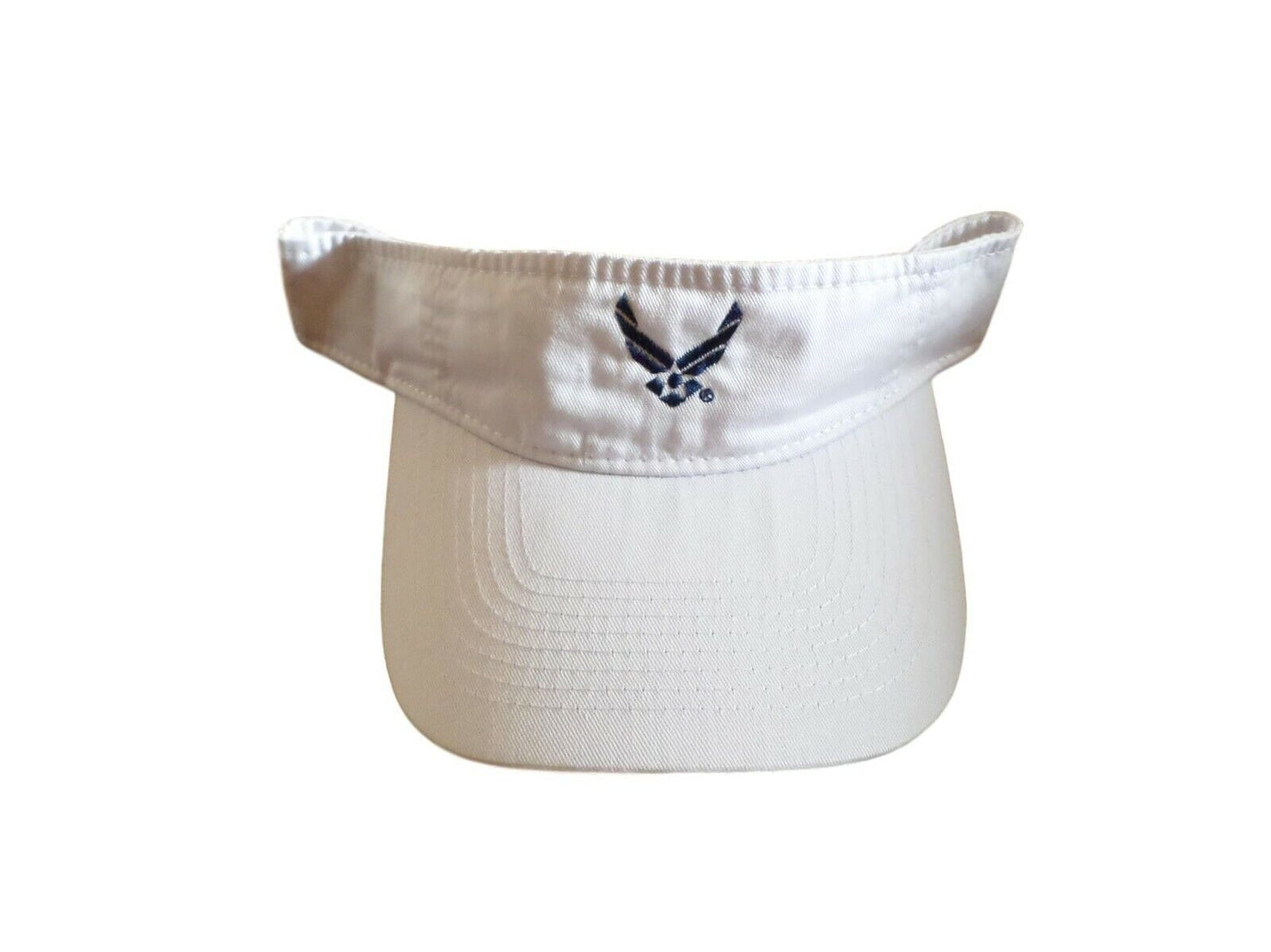 U.S AIR FORCE SUN VISOR CAP WHITE HAT WITH EMBROIDERED AIR FORCE WINGS LOGO