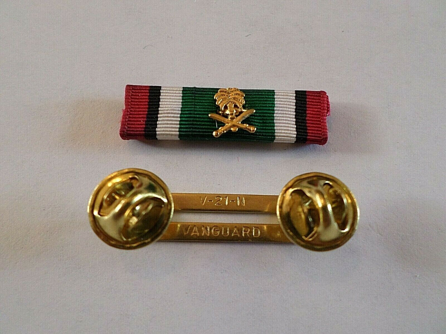 SAUDI ARABIA KUWAIT LIBERATION MEDAL RIBBON WITH BRASS RIBBON HOLDER