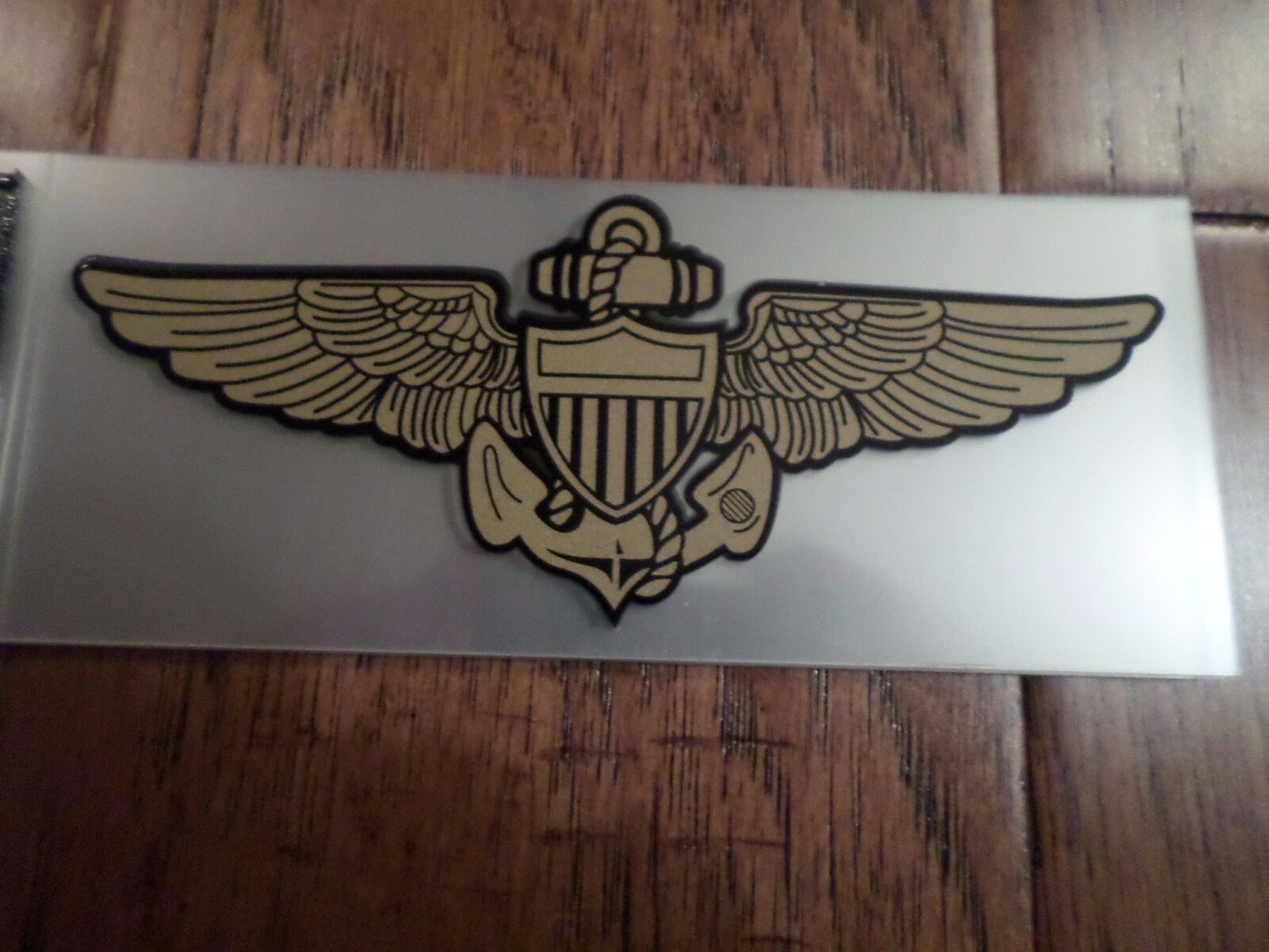 U.S MILITARY NAVY MC GOLD AVIATOR WINGS WINDOW DECAL STICKER 6" X 2.5" INCHES