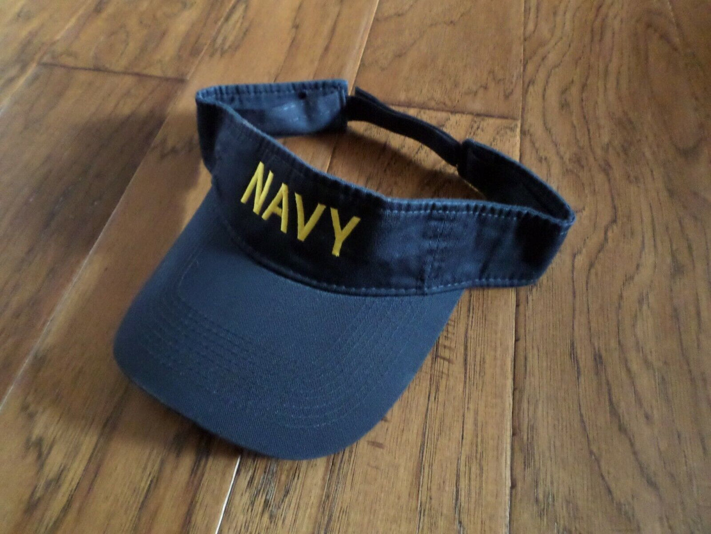 U.S NAVY SUN VISOR CAP BLUE HAT WITH EMBROIDERED YELLOW NAVY